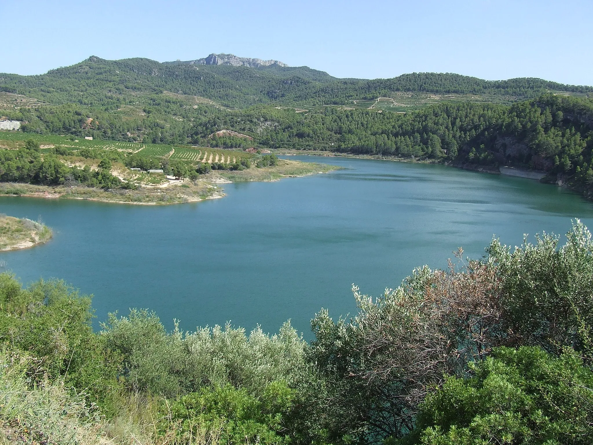 Photo showing: Vista del Pantà dels Guiamets des del poble d'aquest nom