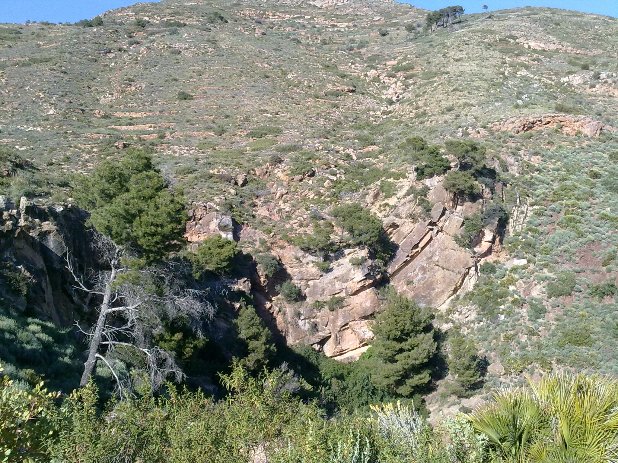 Photo showing: Geological formation: syncline.  Taken between Serra, Náquera, and Gilet, Valencia, next to the Font del Pi.