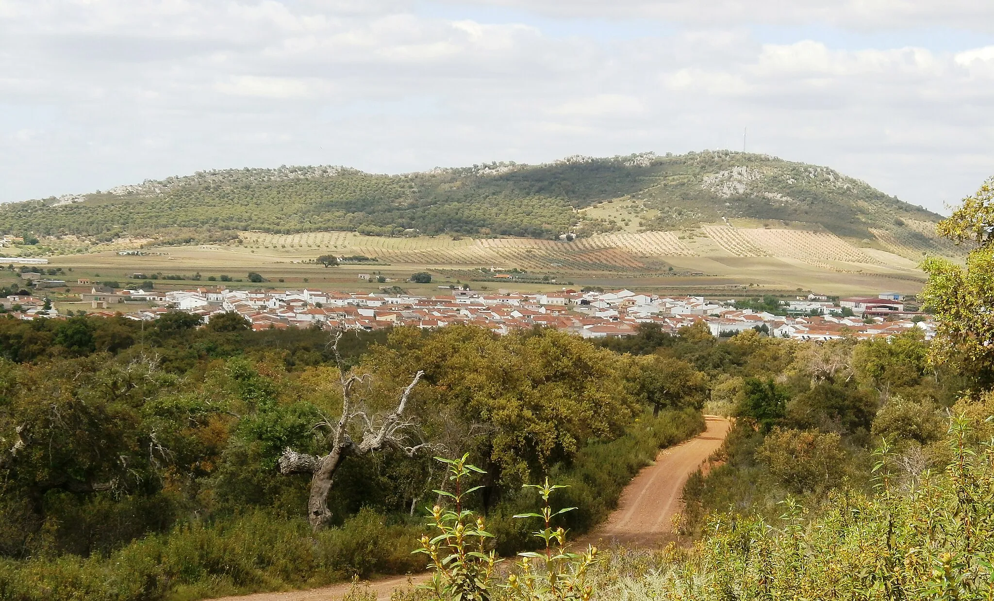 Photo showing: Puebla de Obando, también llamada "El Zángano" desde el puerto del Zángano.