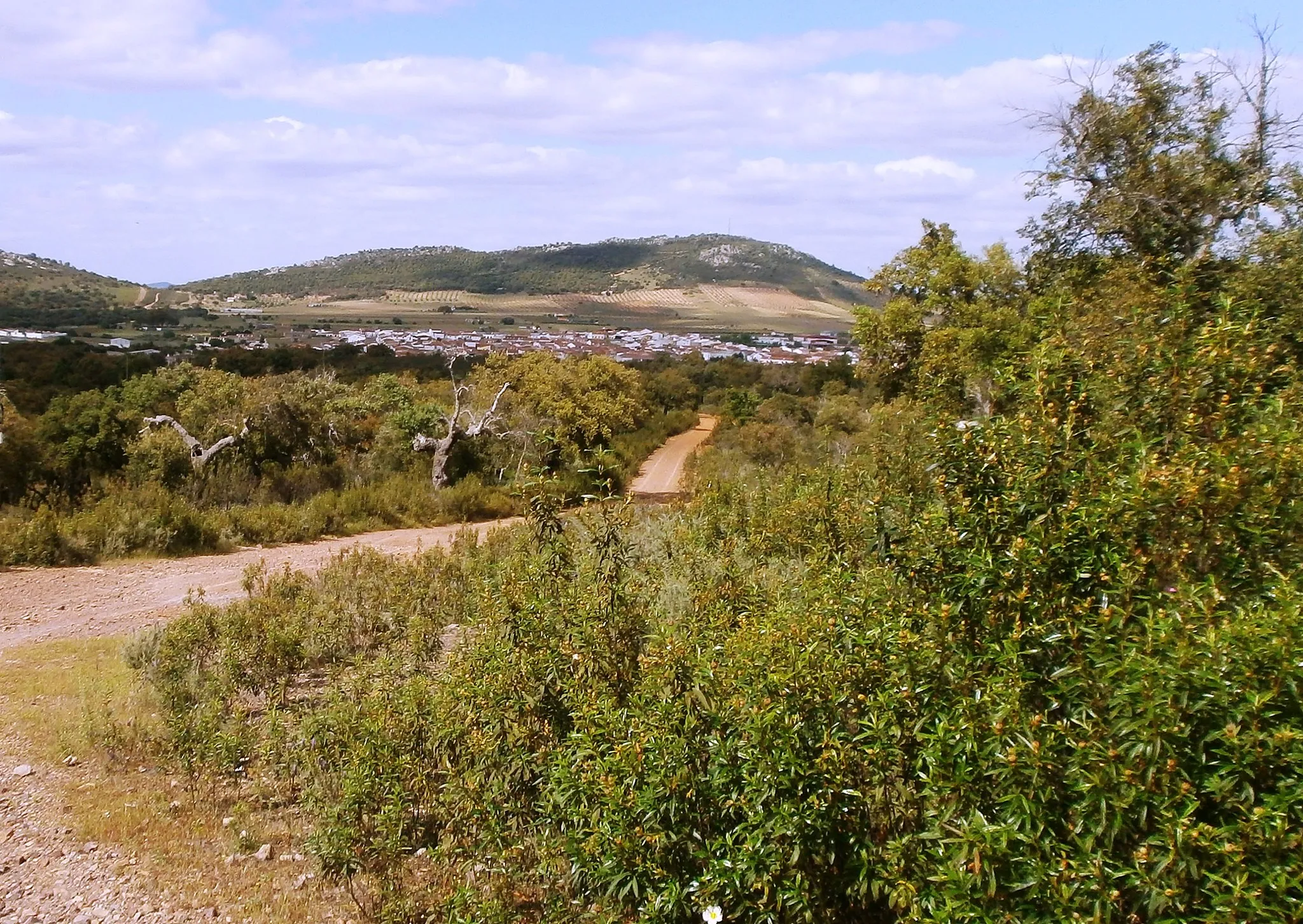 Photo showing: Puebla de Obando, también llamada "El Zángano" desde el puerto del Zángano.