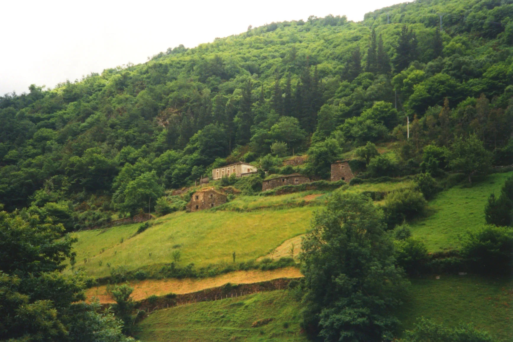 Photo showing: Taramundi (Asturias, España), casas en el enclave de Os Teixois;  fotografía en papel. Taramundi (Asturias, Spain), houses at the Os Teixois enclave. Paper photograph.