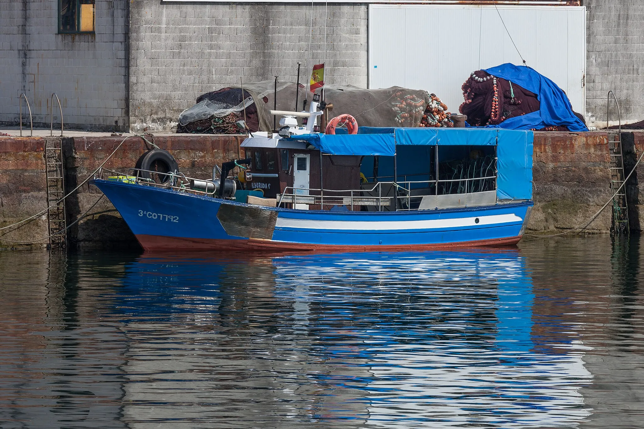 Photo showing: Boat "Alborada 1º (3ªCO7792), Portosín, Porto do Son, Galicia, Spain.