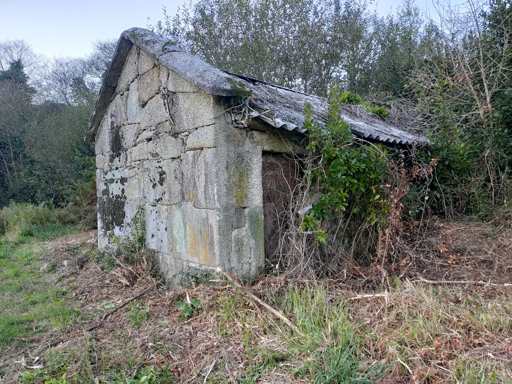 Photo showing: Edificación abandonada situada preto do río Coroño e próximo á ponte do Ordenario, en Boiro.