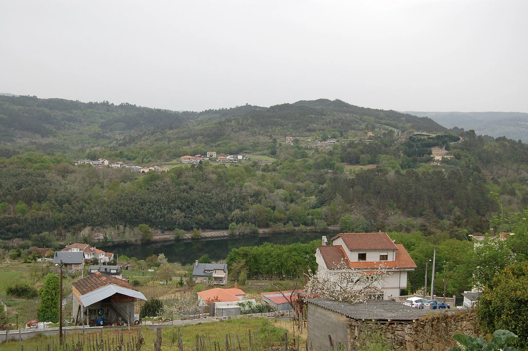 Photo showing: Vista de Melias (Coles) desde Vilariño (O Pereiro de Aguiar), co río Miño polo medio