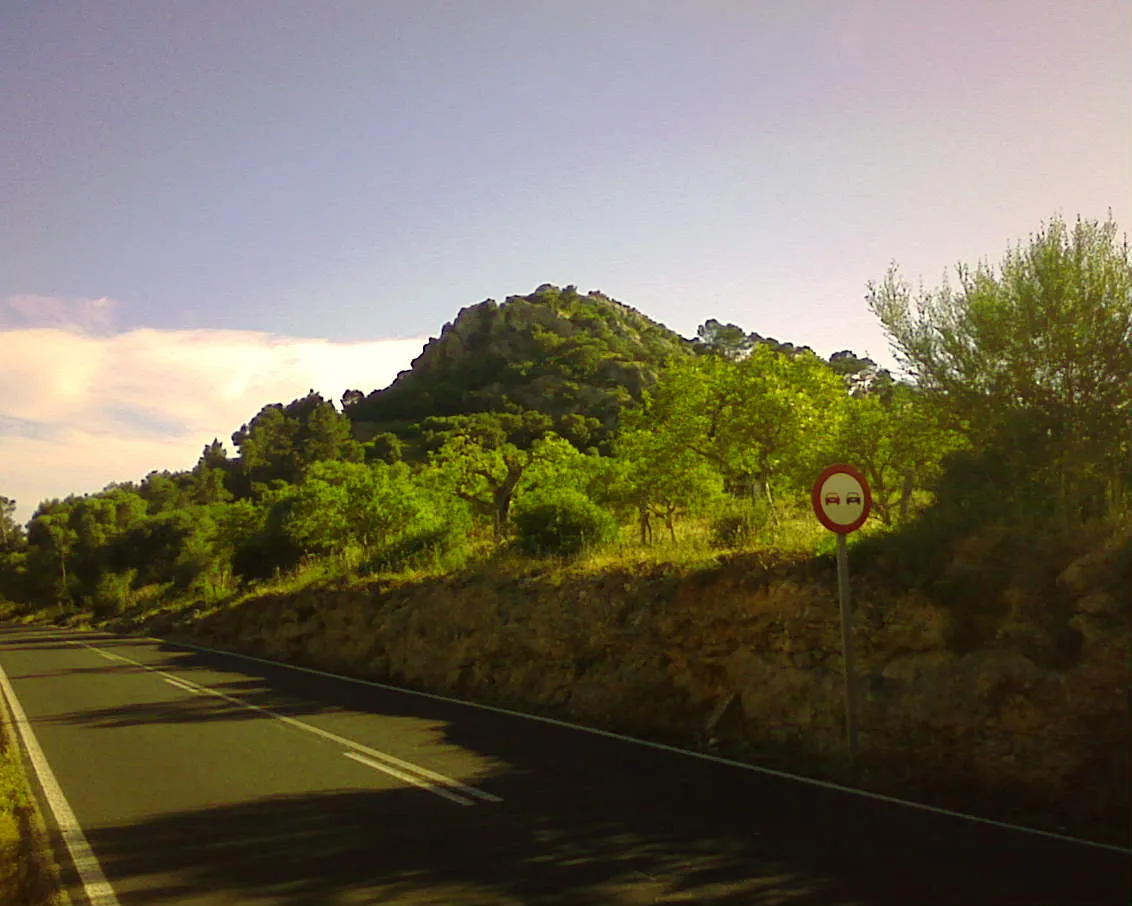 Photo showing: El puig de l'Escolà (Algaida-Llucamjor, Mallorca) des de la carretera MA-5010.