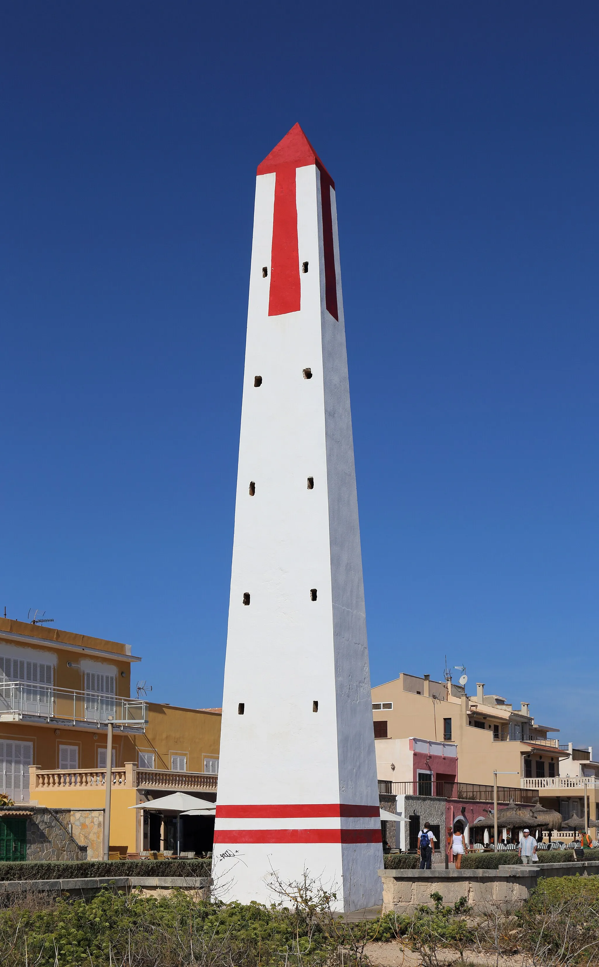 Photo showing: Can Picafort (Santa Margalida, Majorca, Spain): Daymark for navigation and gun laying training of the Spanish navy from 1941 till 1970