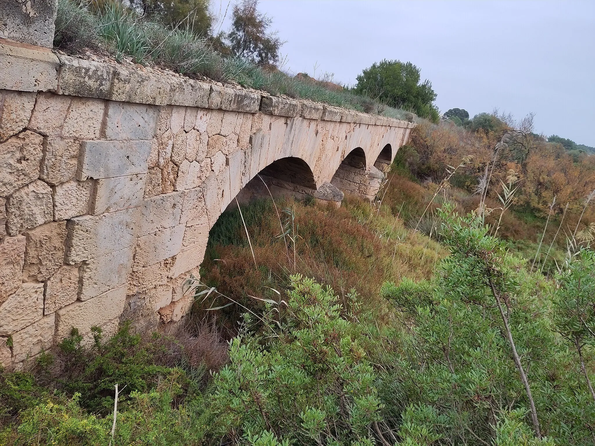 Photo showing: Pont, de tres boques, que fan les antigues vies del tren per superar la Bassa de na Vidriera o Prat del Pil·larí
