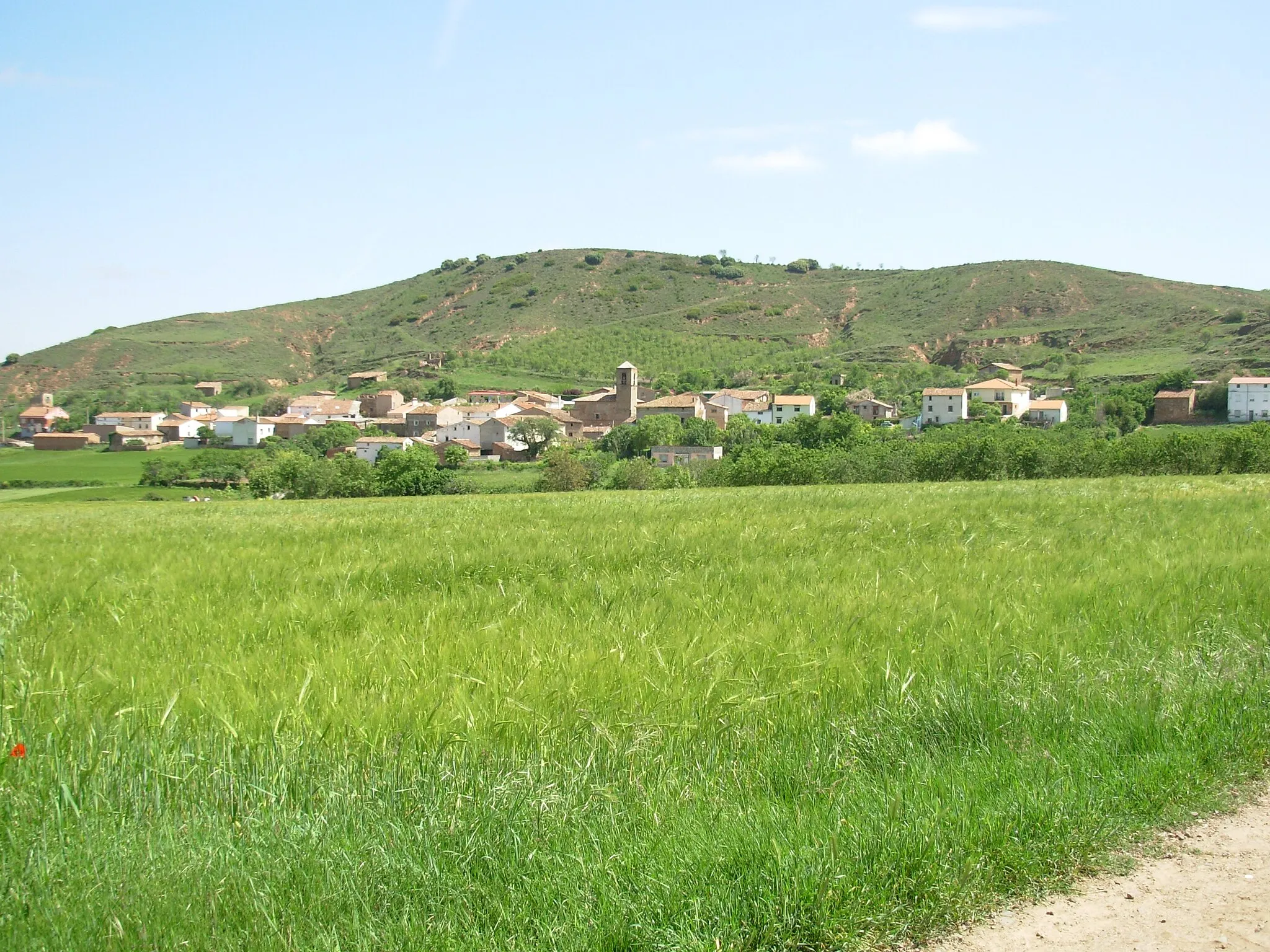 Photo showing: Vista general de Aldealobos desde un camino cercano