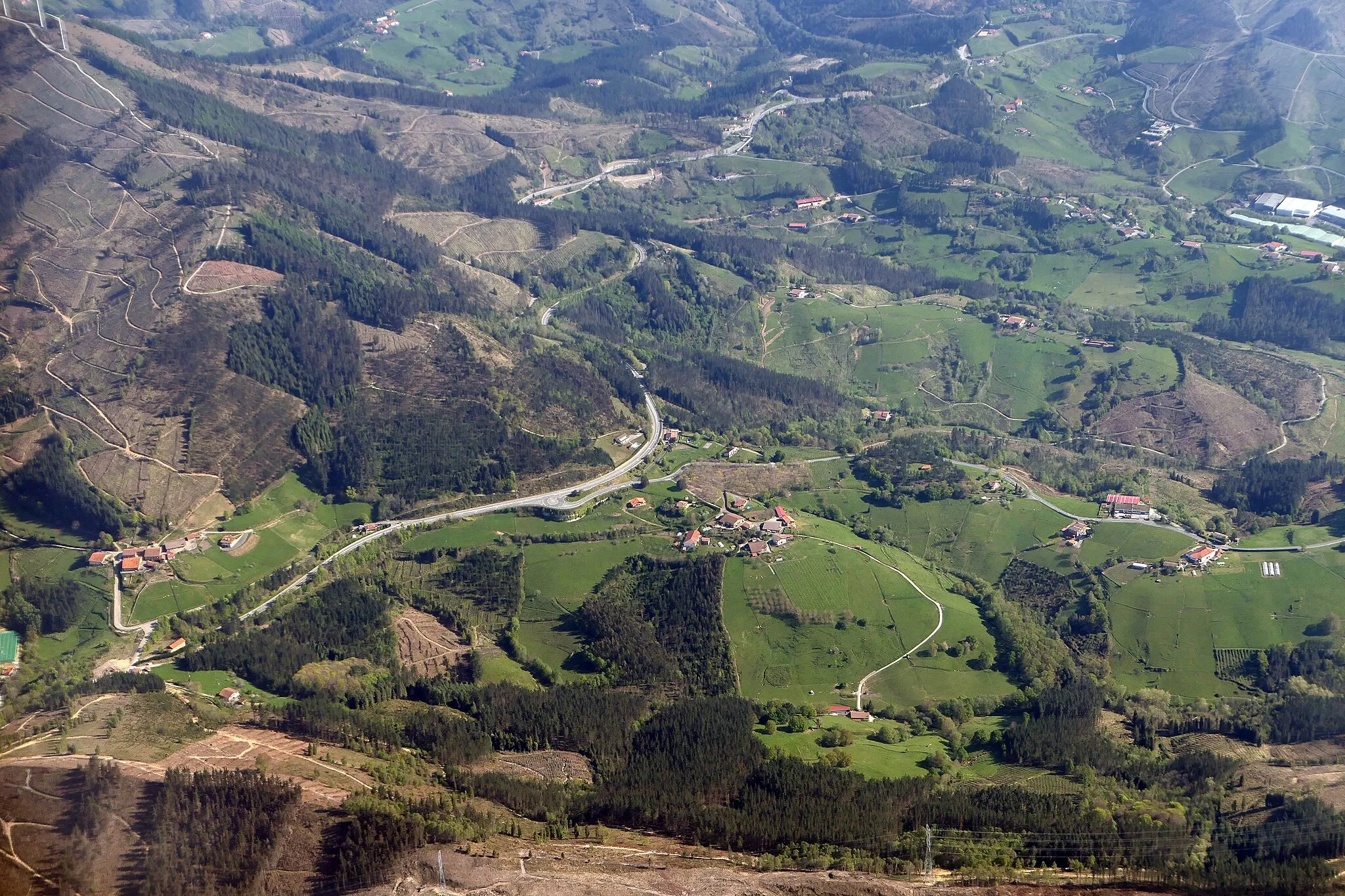 Photo showing: An aerial view of Osma, a small village in the Basque Country.