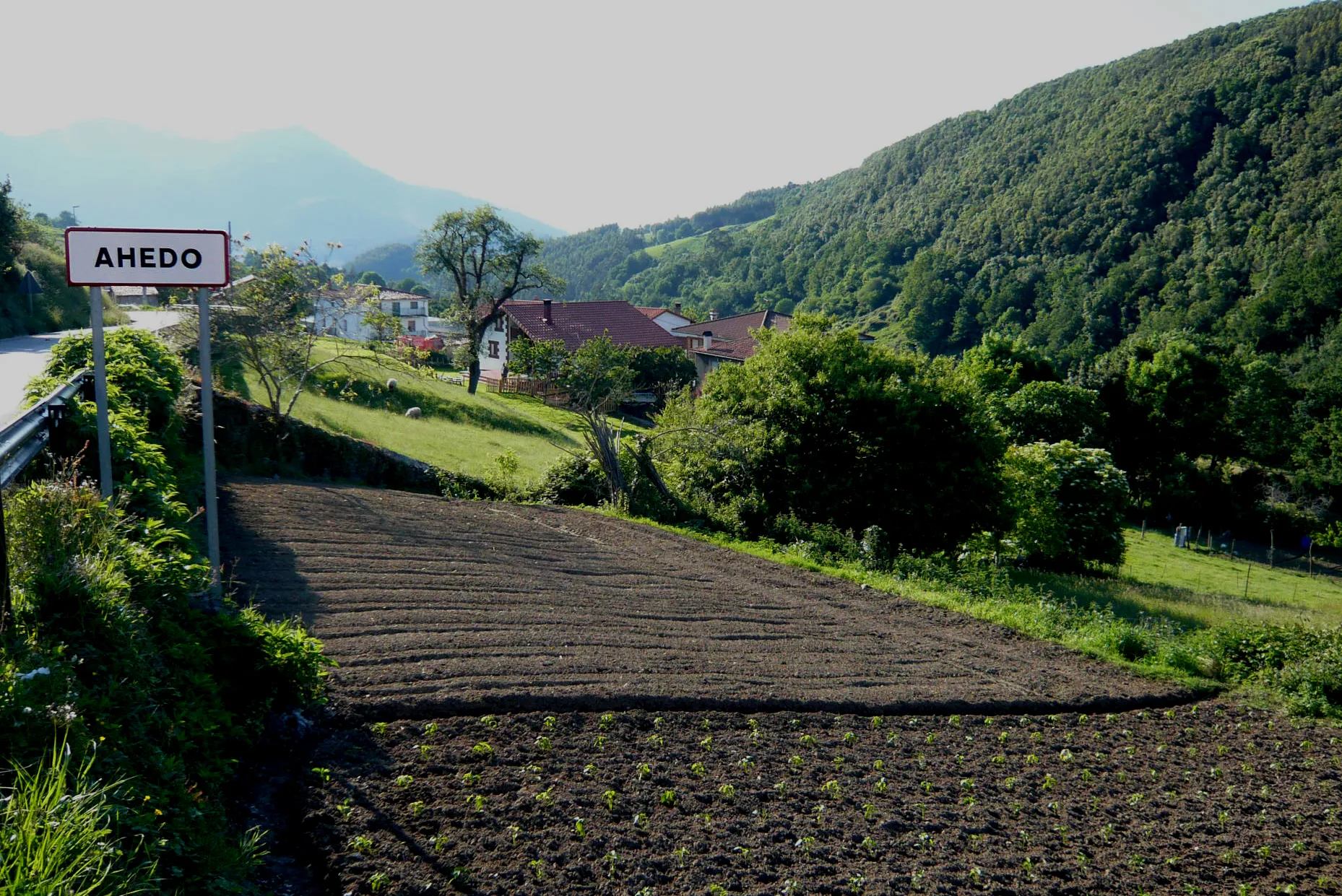 Photo showing: Vista parcial del casco urbano y alrededores, Ahedo, Ampuero, Cantabria, España