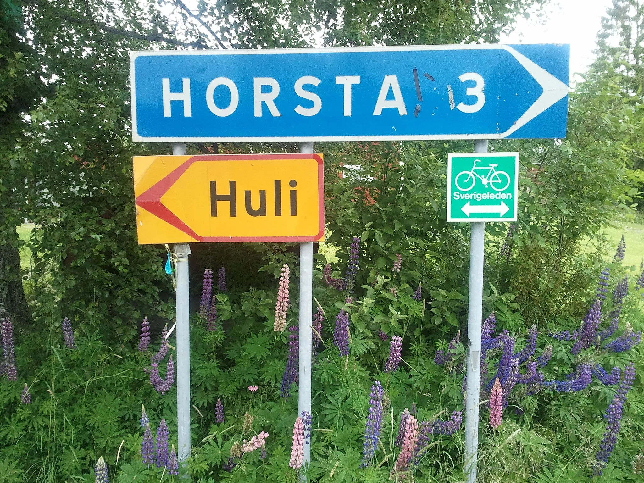 Photo showing: Strax väster om Timmervägen och Skön golf tar man vänster i korsningen för att åka genom byn Huli i Sundsvall.
