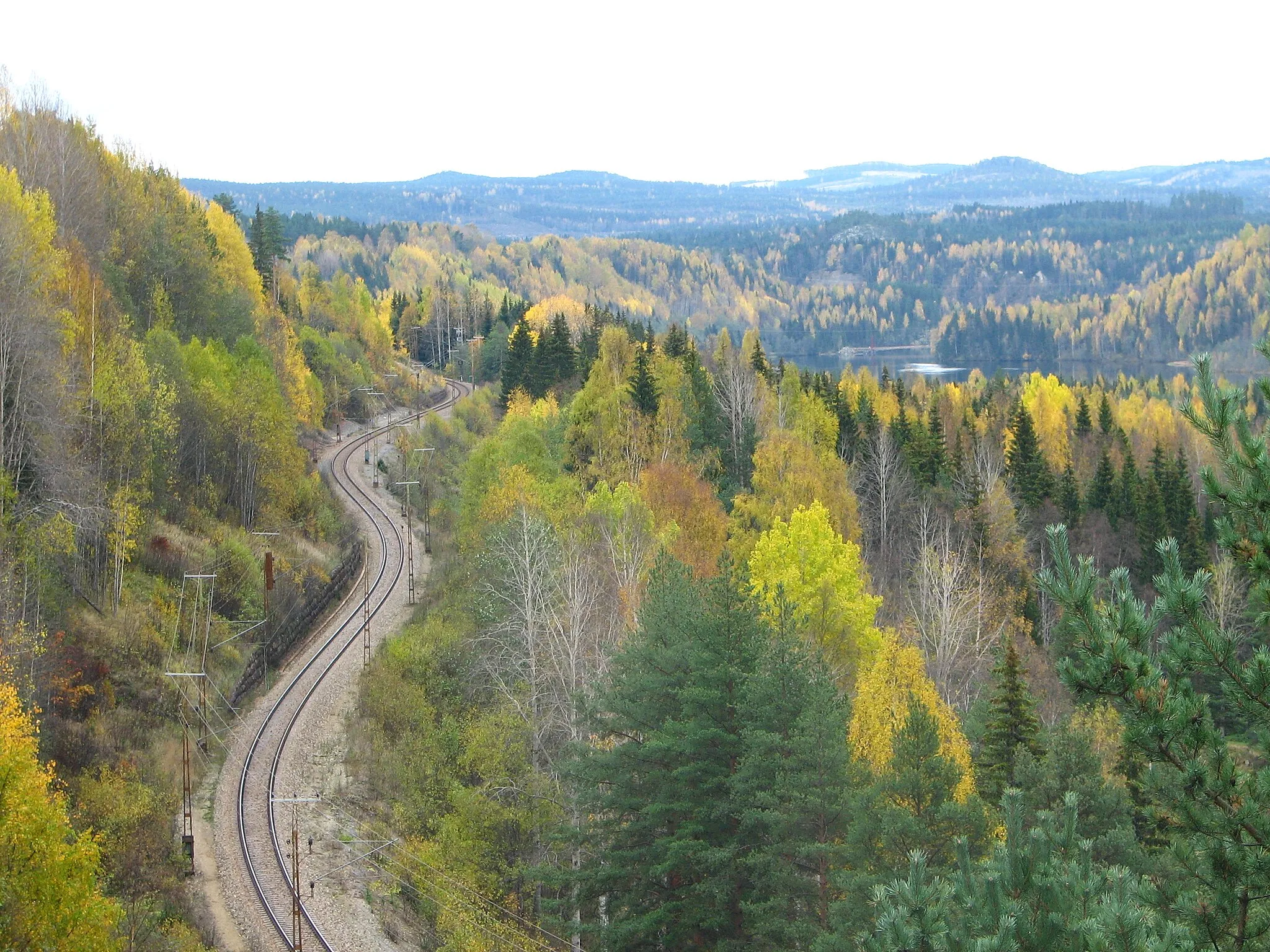 Photo showing: Main railway line through upper Norrland at Hammarstrand in Sweden