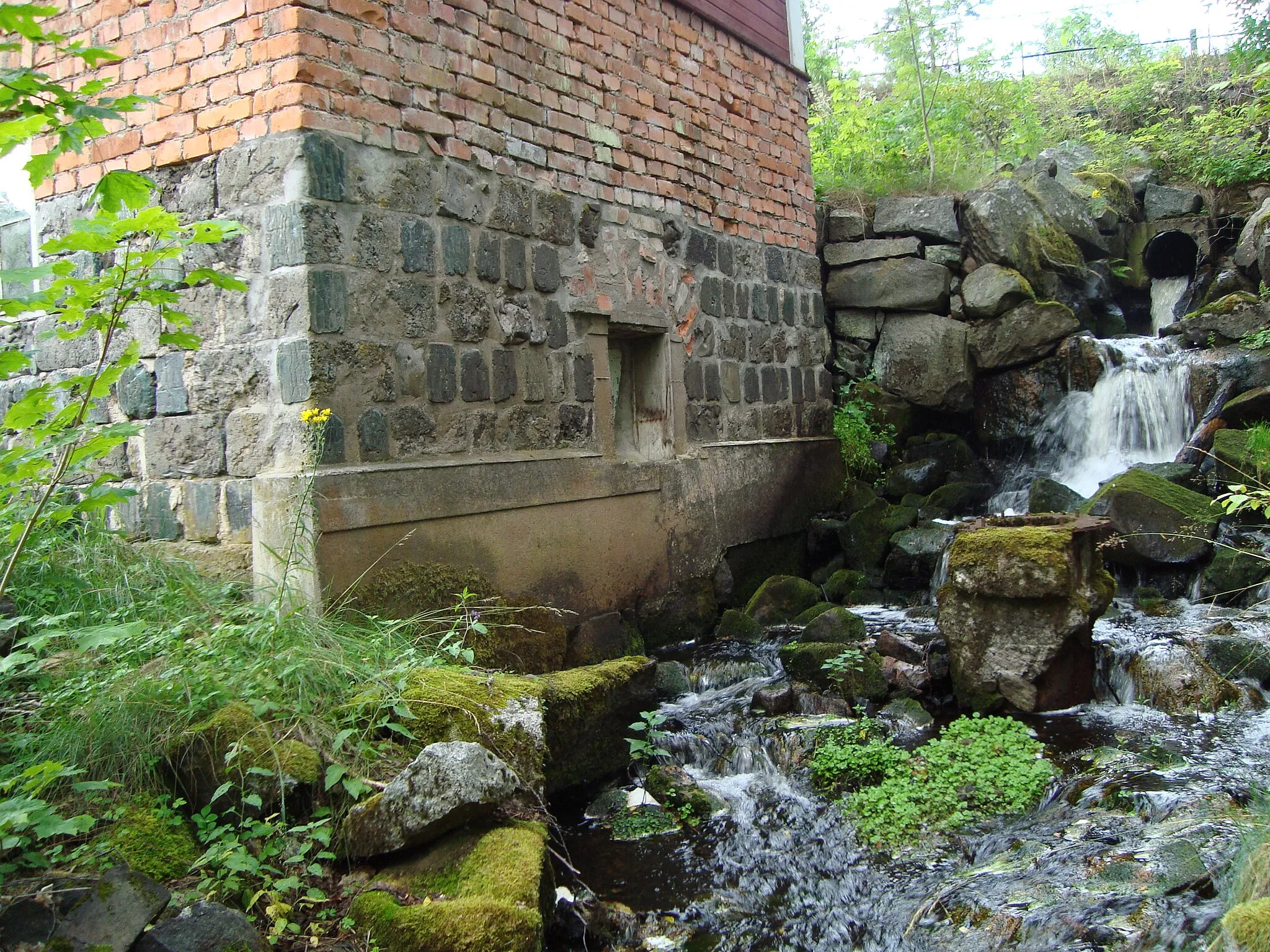 Photo showing: Old hydroelectric powerplant of Olshyttan (in use 1913–1937), Hedemora municipality, Sweden.