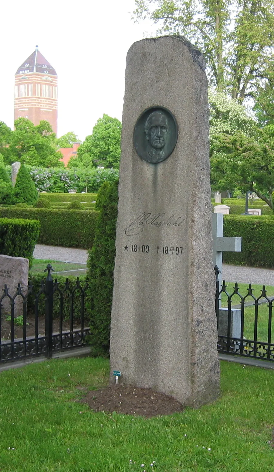 Photo showing: Grave of Charles Emil Hagdahl, Swedish physician and writer of a famous cookbook, in Linköping.