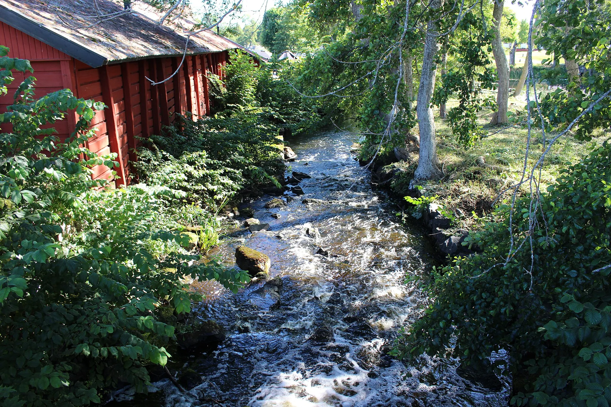 Photo showing: Forsmarksåns början vid Bruksdammens sydöstra del vid Forsmarks bruk.