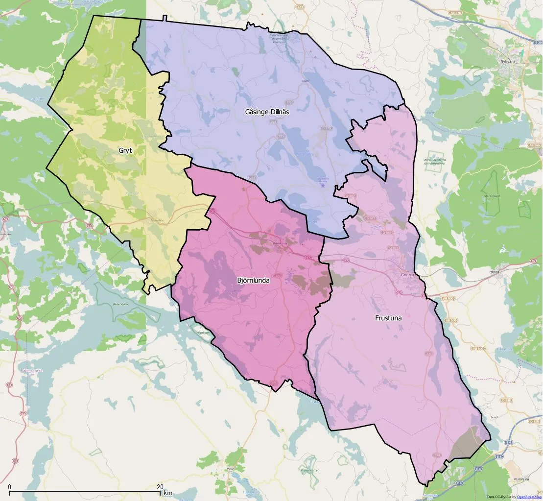 Photo showing: Distriktsindelningen i Gnesta kommun