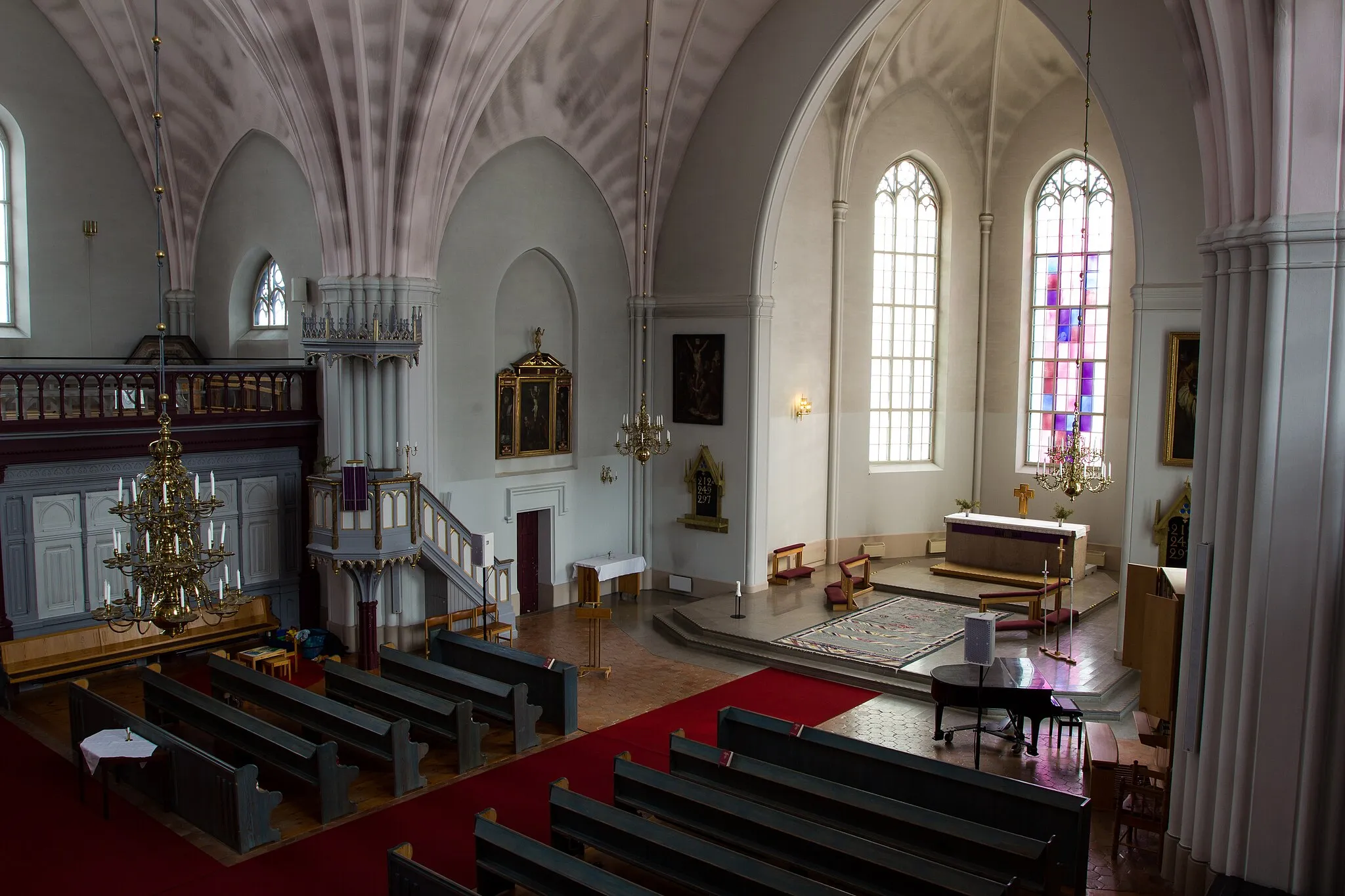 Photo showing: Skinnskattebergs kyrka, Skinnskatteberg, Sverige. Interiörvy från södra läktaren.