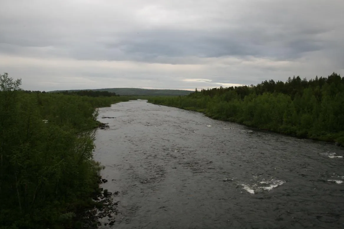 Photo showing: Kalixälven - Picture taken on the old Malmbanan bridge south of Kiruna