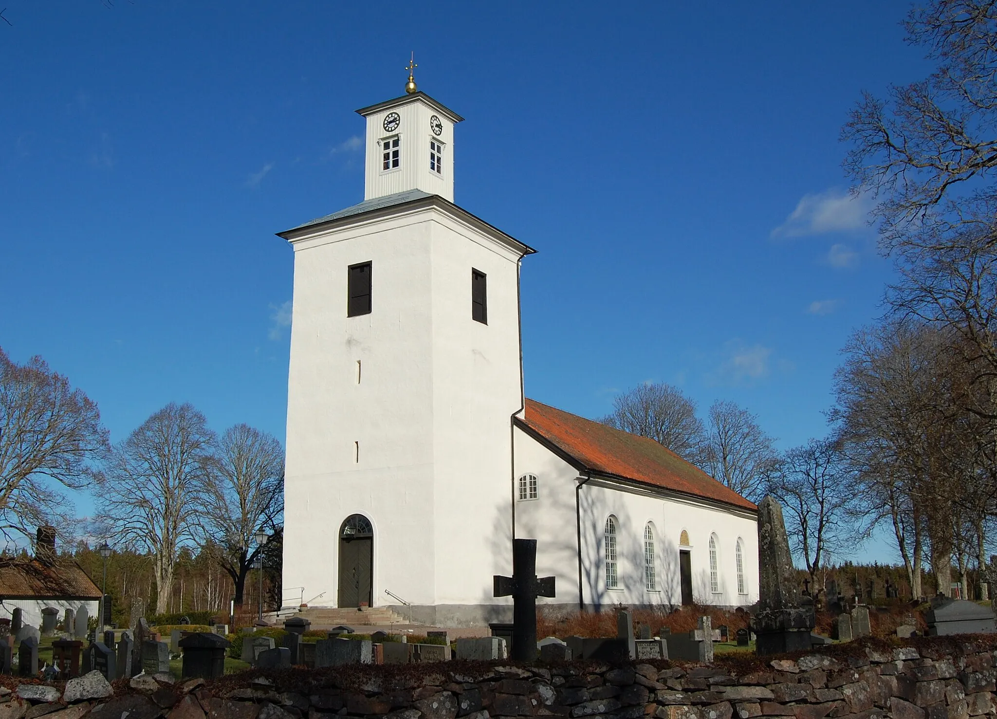 Photo showing: Kristvalla church.The Church was built in neo-classical style, designed by Gustaf a. Pfeffer and inaugurated on May 17 1795 of Kalmar diocese Bishop Martin Georg Wallenstråle.