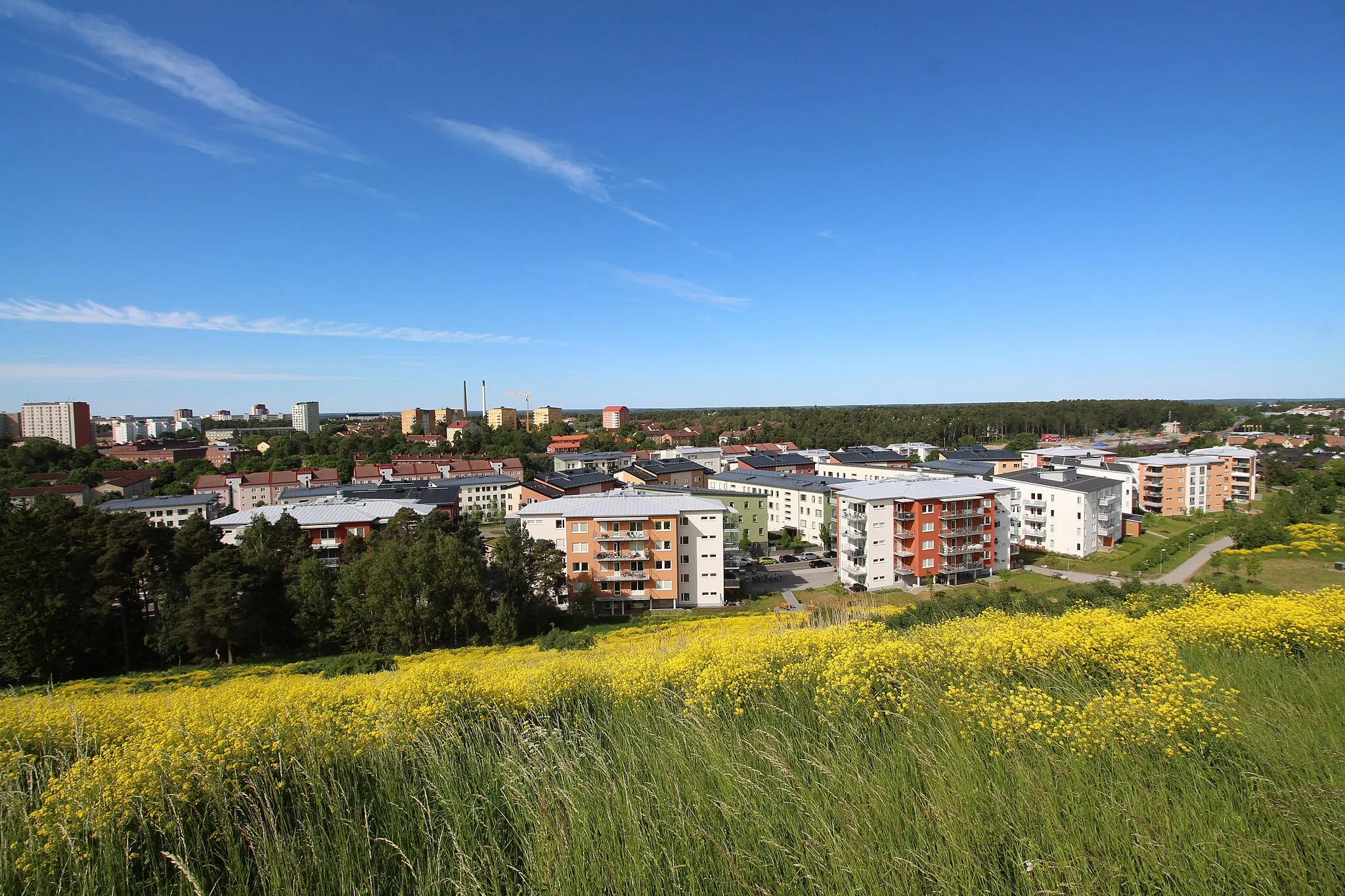 Photo showing: Johannelunds trädgårdsstad. View from the hill Johannelundstoppen. Hässelby, Stockholm, Sweden