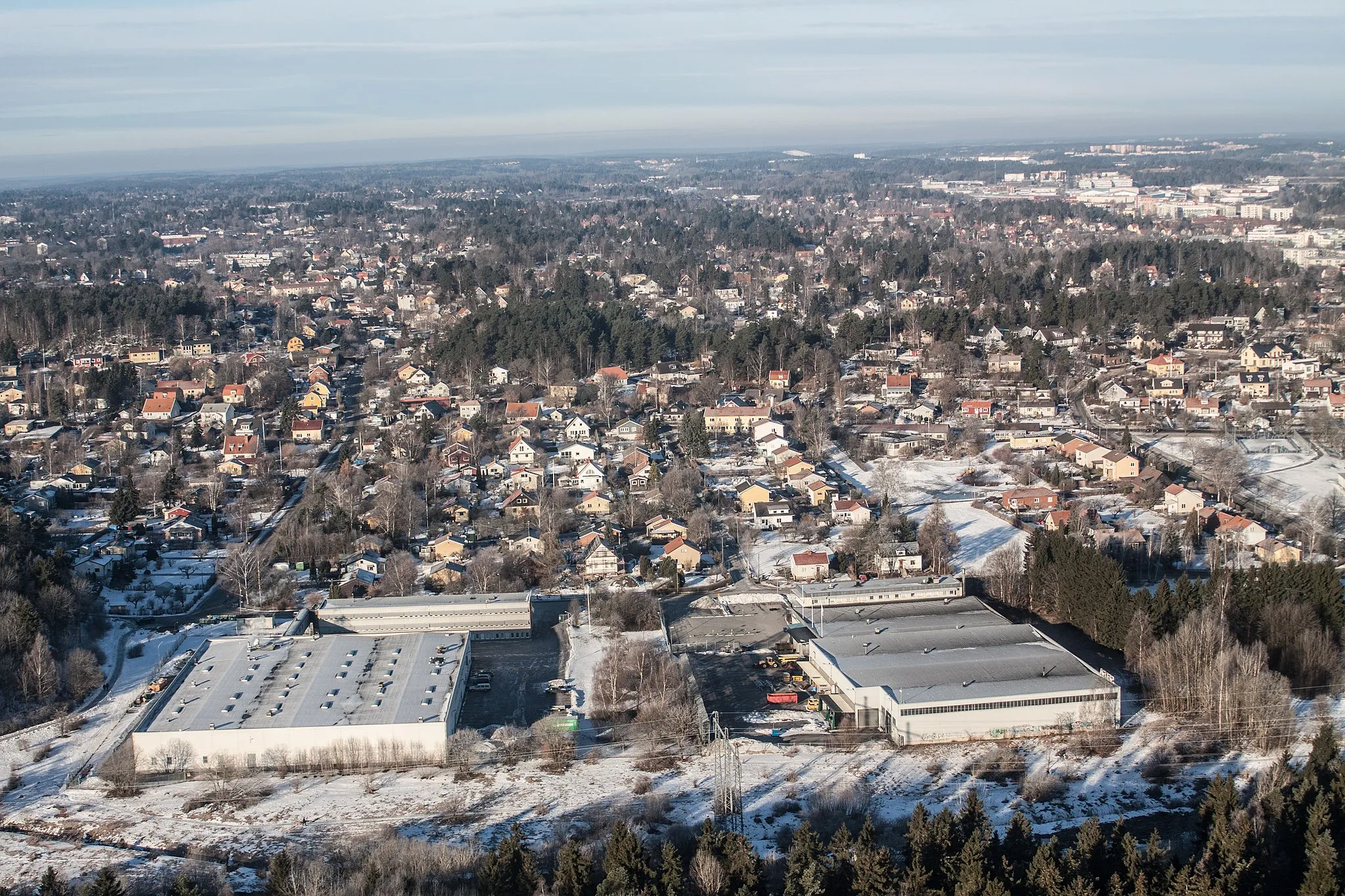 Photo showing: Aerial photo of Sundby in Stockholm, Sweden