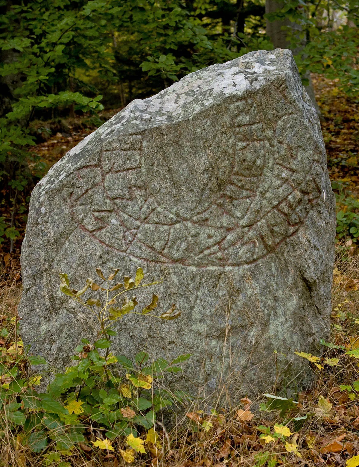 Photo showing: Runestone fragment Sö 246 from Vreten, Södermanland, Sweden
English translation of runic text: Þórir and Auðsteinn ... ... Ônundr raised the stone ... ... his.
Swedish: I en före detta park vid Hammaräng så står den nedre delen av en runsten som har daterats till vikingatiden.
Runristaren säga vara Amunde men jag är inte helt säker på det och det sägs att runraden skall lyda, "...riR : auk : auþsta... ... - ...ntr . rnistu stai... - ... sin". Det finns ingen skylt på platsen så jag har själv översatt runraden till, "...rir och Authste... ... ...ntr . reste sten ... ... sin".
Men när jag försöker tolk stenen så har jag svårt att hitta runorna och få ihop meningar, stenen verkar även vara felristad eller omristad då strecken på vissa ställen går lite konstigt och på ett ställe rakt över en (th) runa.

(RAÄ Västerhaninge 83:1)