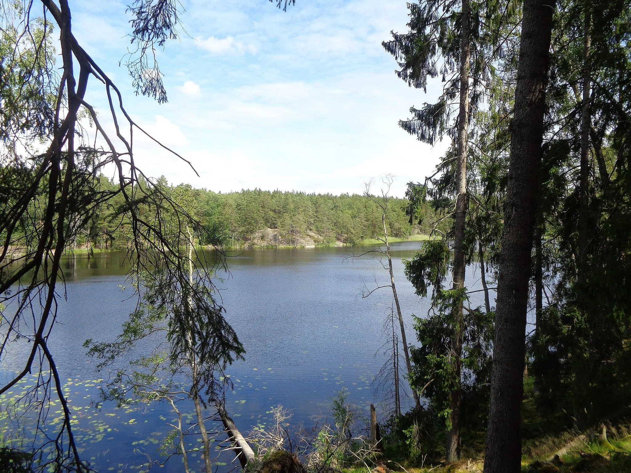 Photo showing: A view over the lake of Kvarnträsket in Ingarö district, Värmdö municipality, Sweden