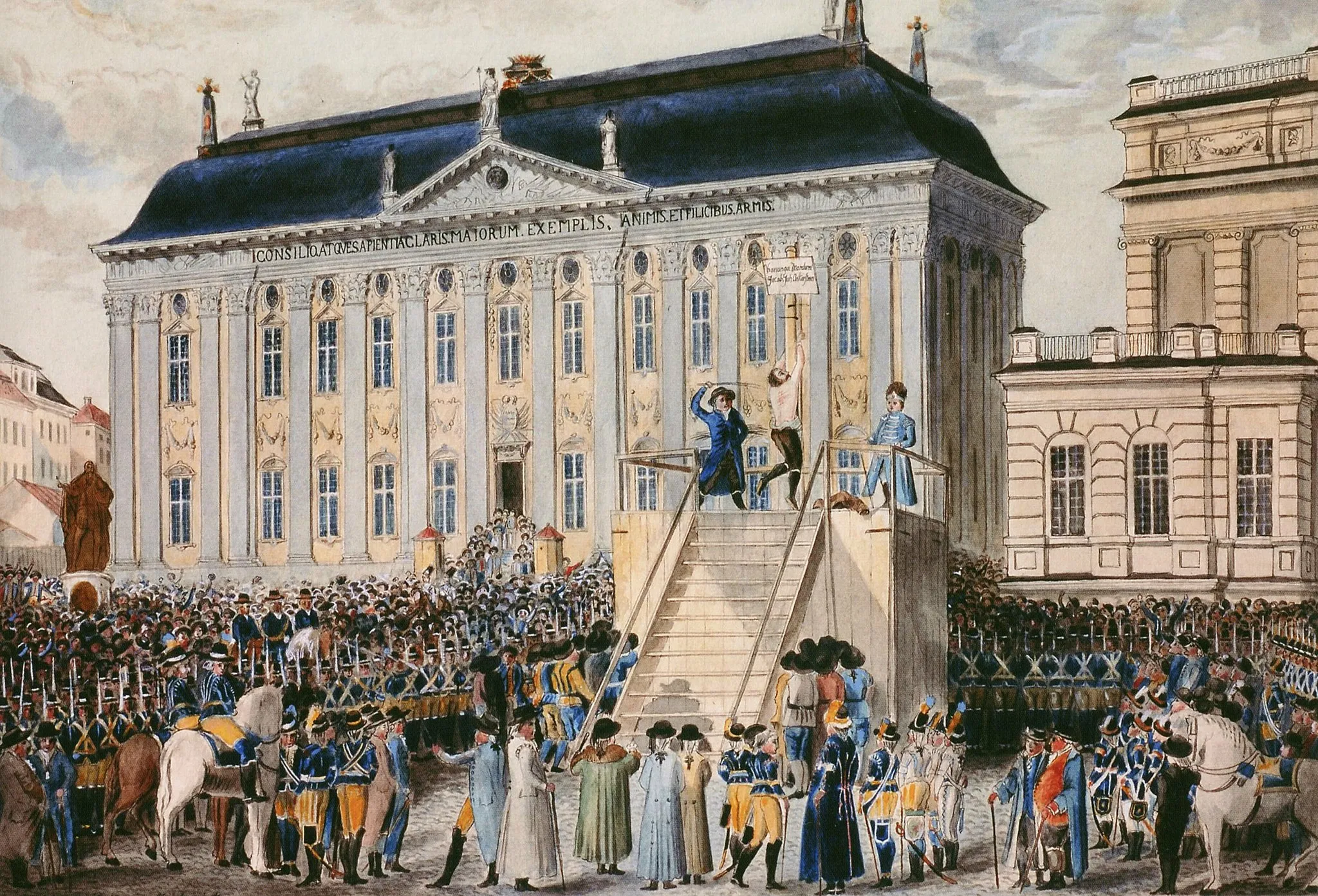 Photo showing: Anckarström pryglas på Riddarhustorget 1792