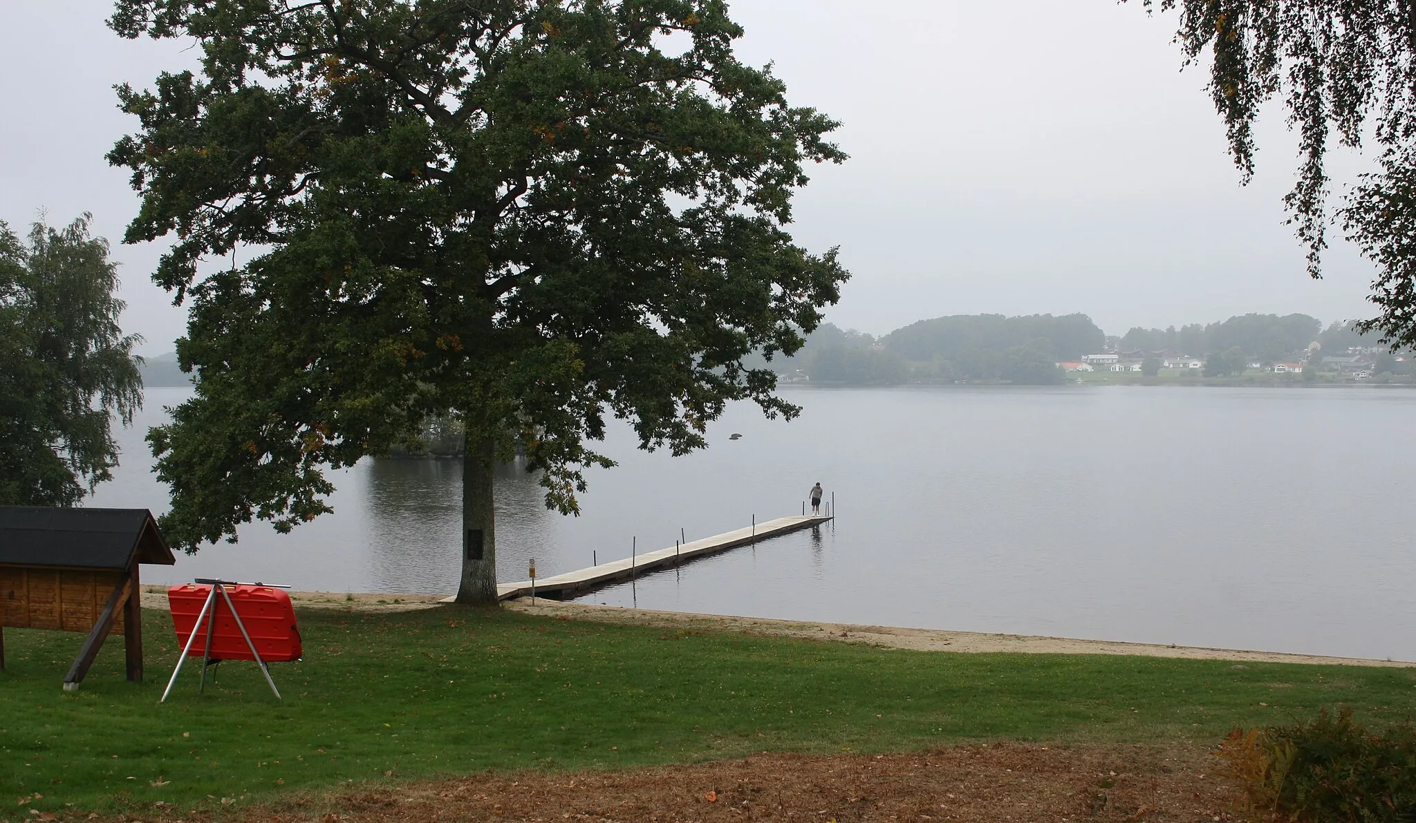 Photo showing: Badplats vid Osbysjön i september 2021