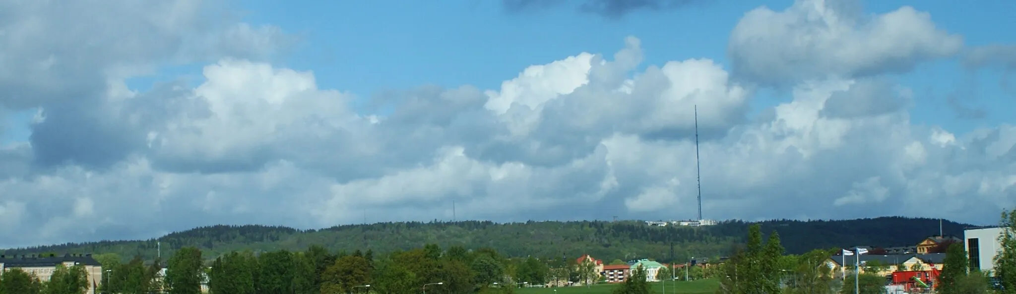 Photo showing: Billingen sedd från öster med Skövde i förgrunden.