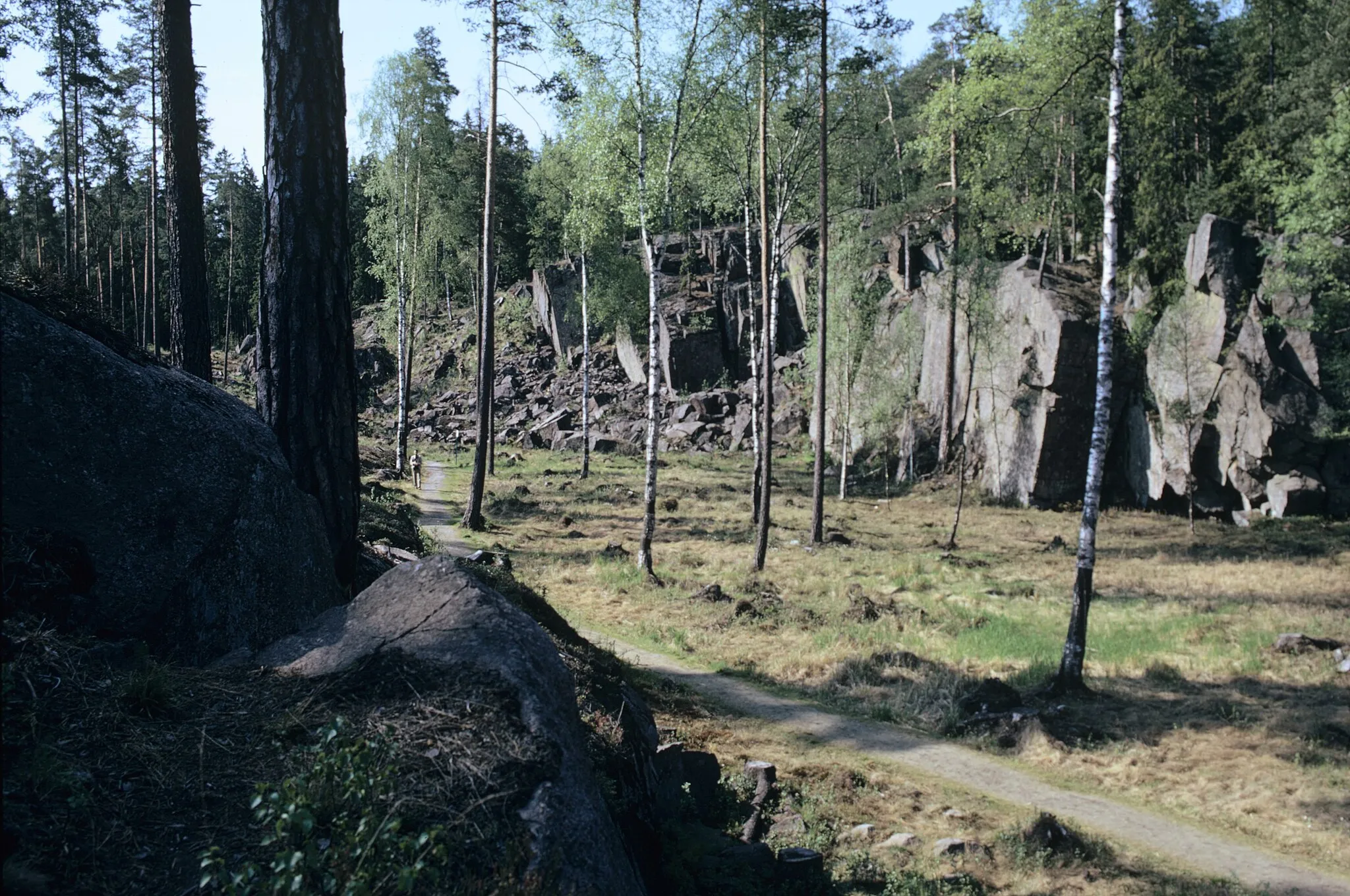 Photo showing: Notera Av dokumentationsskäl har originalbeskrivningen från Riksantikvarieämbetet behållits. Tillrättalägganden och alternativa beskrivningar bör införas separat från nedanstående information. Felaktigheter kan även anmälas till denna sida. Bergtjärnsdalens naturreservat. Sveaälvsområdet. Bilden är troligen från mitten av 70-talet. Motiv: Bergtjärnsdalen
Kategori: Skogslandskap, Bergslandskap