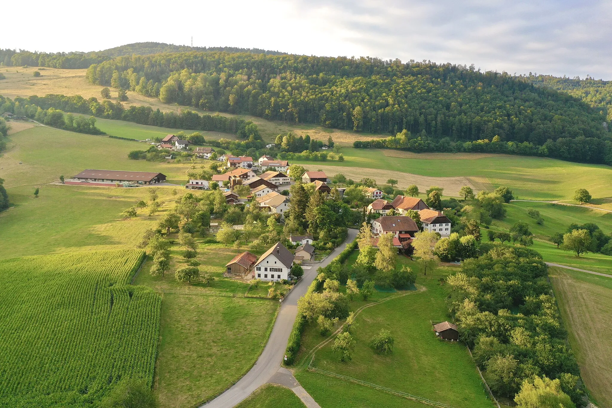 Photo showing: Vue sur la village de Montavon (JU), en Suisse.