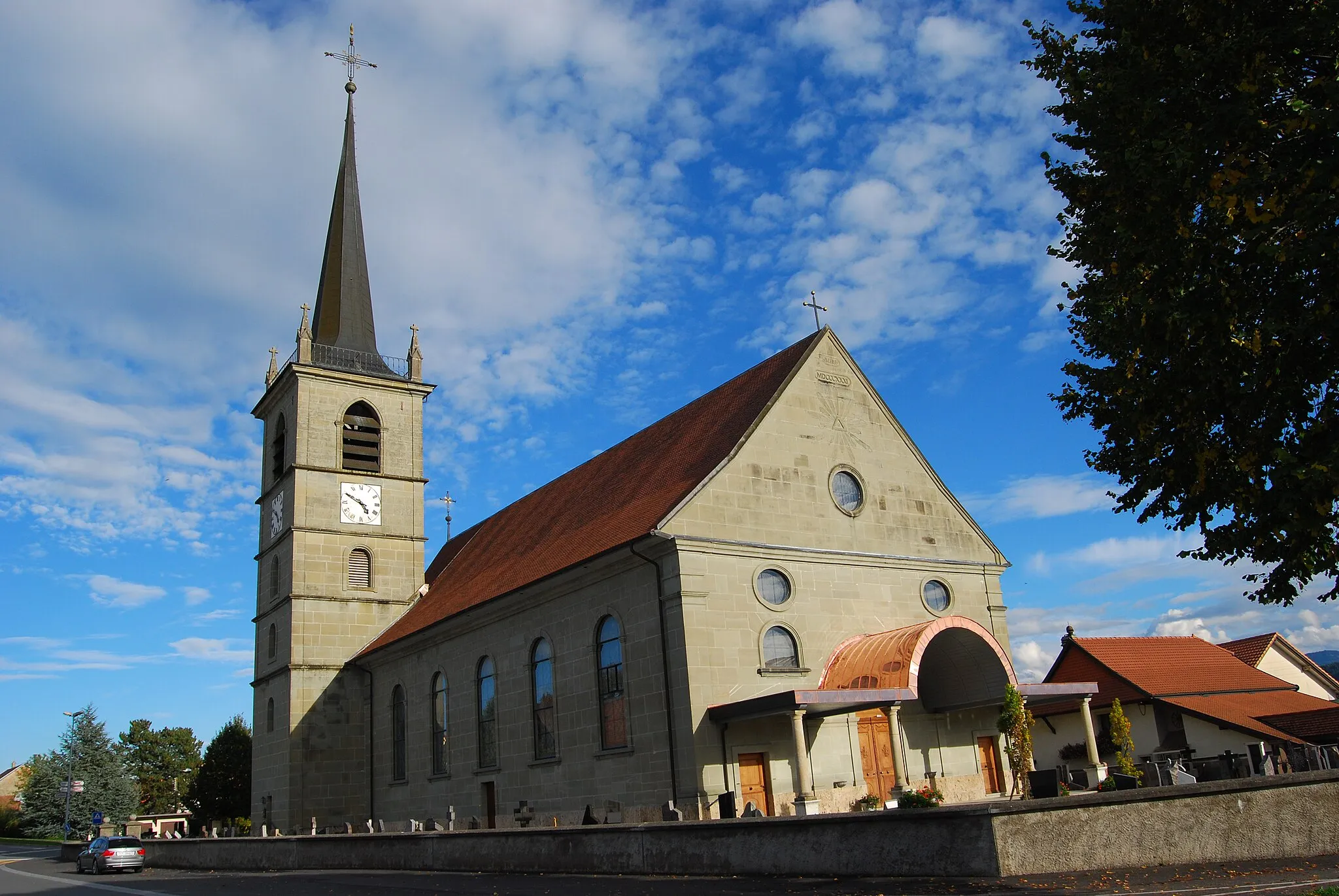 Photo showing: Catholic Church of Autigny, canton of Fribourg, Switzerland