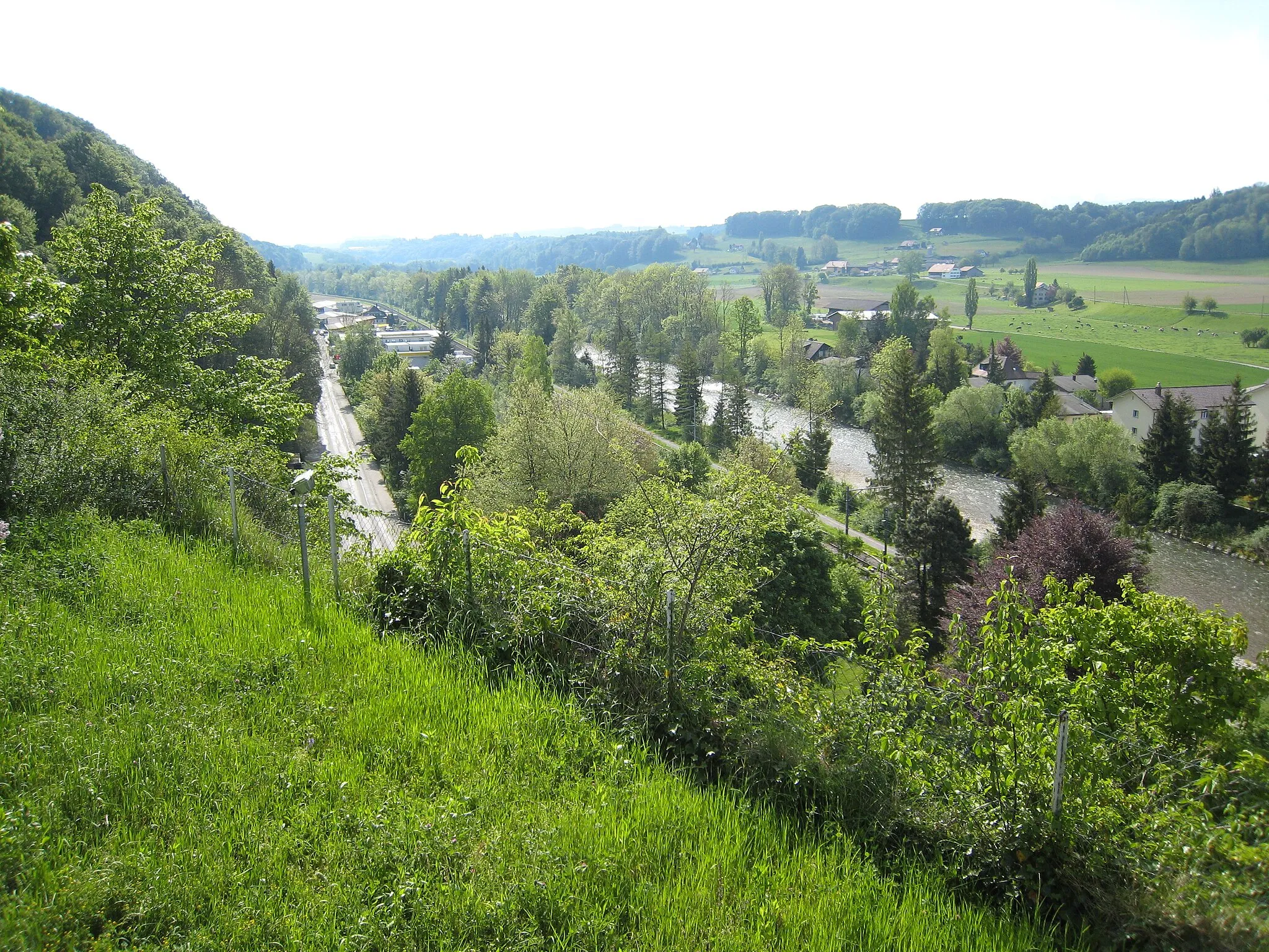Photo showing: The river Sense near Laupen, Switzerland.