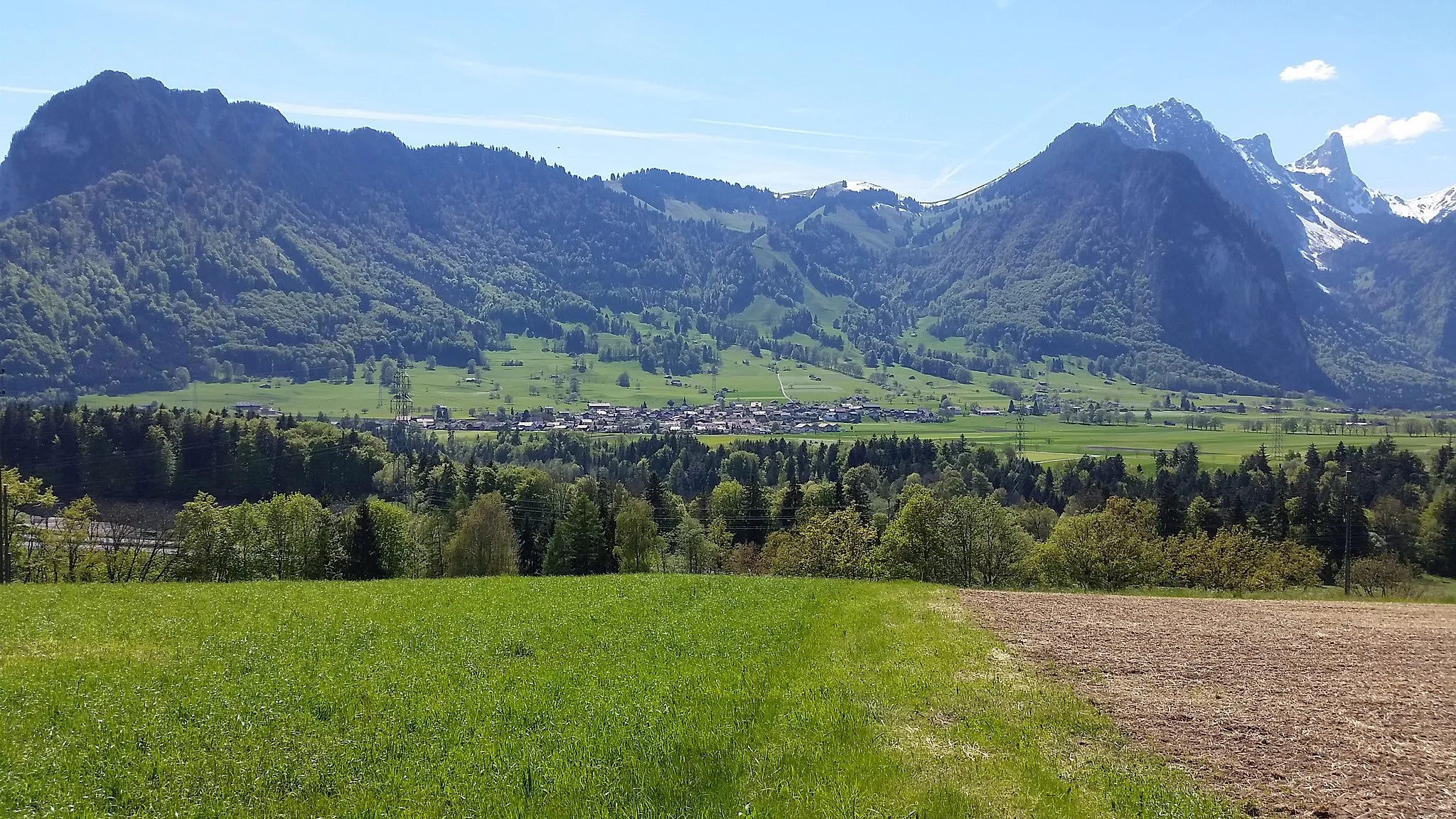 Photo showing: Das Dorf Reutigen am Fuss von Simmen- und Moosfluh
