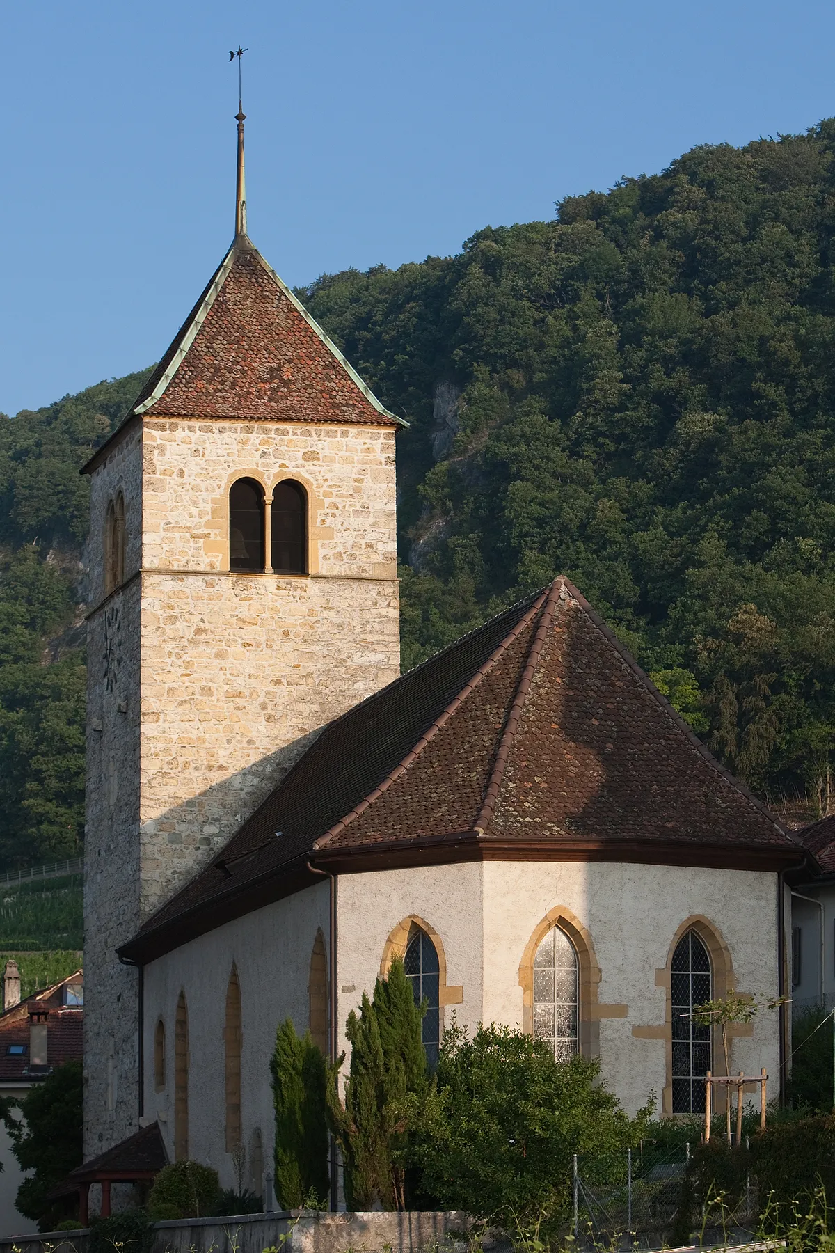 Photo showing: Reformierte Kirche in Twann (BE)