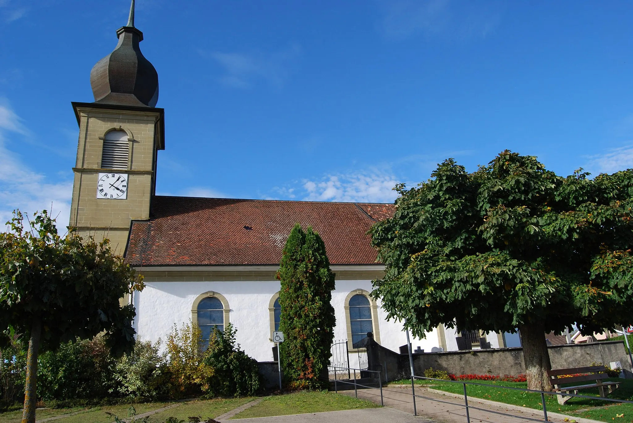 Photo showing: Catholic Church of Lentigny, municipality of La Brillaz, canton of Fribourg, Switzerland