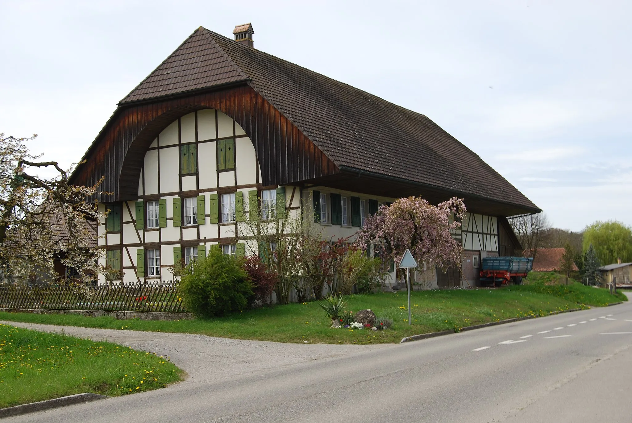 Photo showing: Timber framing house at Ulmiz, canton of Fribourg, Switzerland