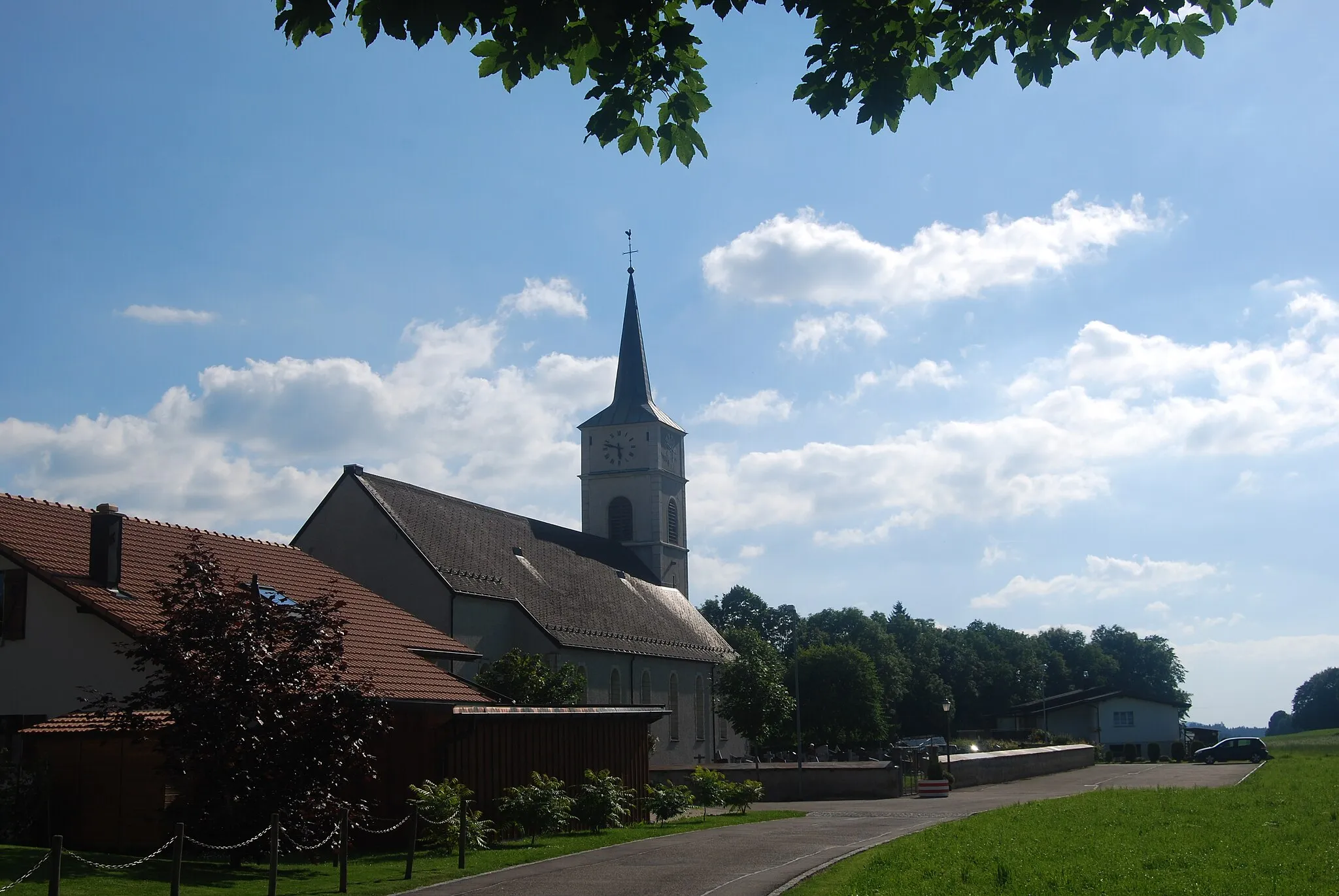 Photo showing: Church of Les Genevez, canton of Jura, Switzerland