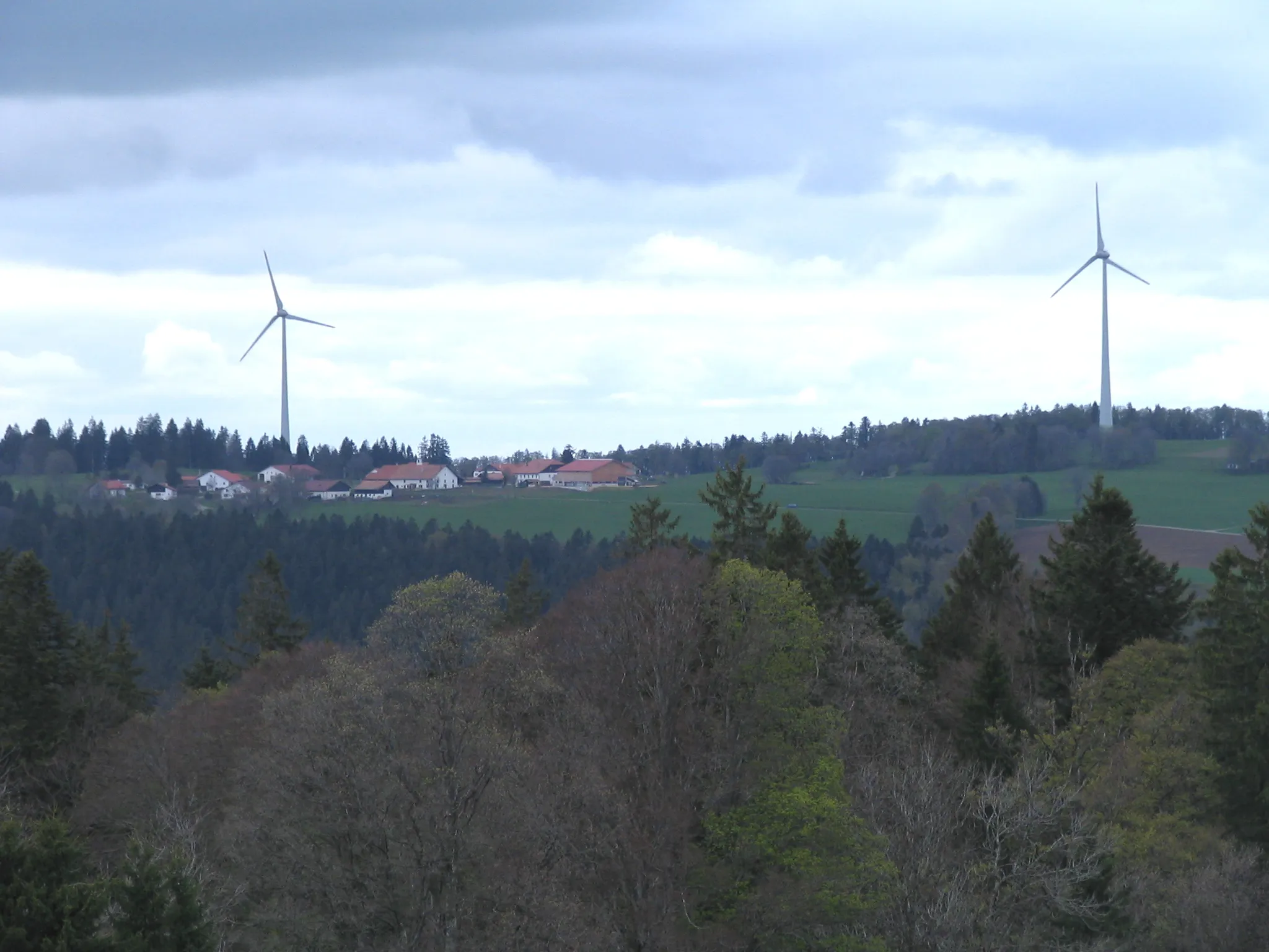 Photo showing: Wind farm Peuchapatte in Muriaux in the canton of Jura in Switzerland.