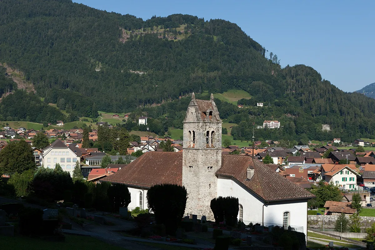 Photo showing: Kirche von Gsteig (Gemeinde Gsteigwiler) mit Wilderswil