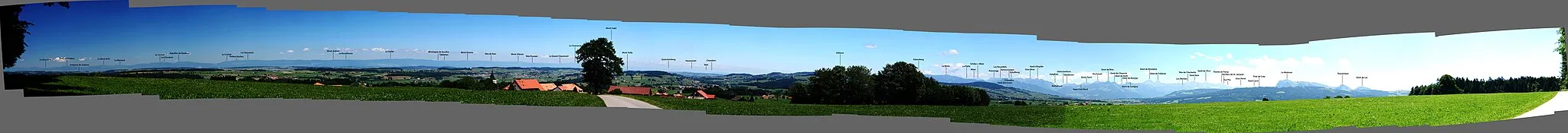 Photo showing: Panorama depuis Sommentier, avec toponymie des montagnes