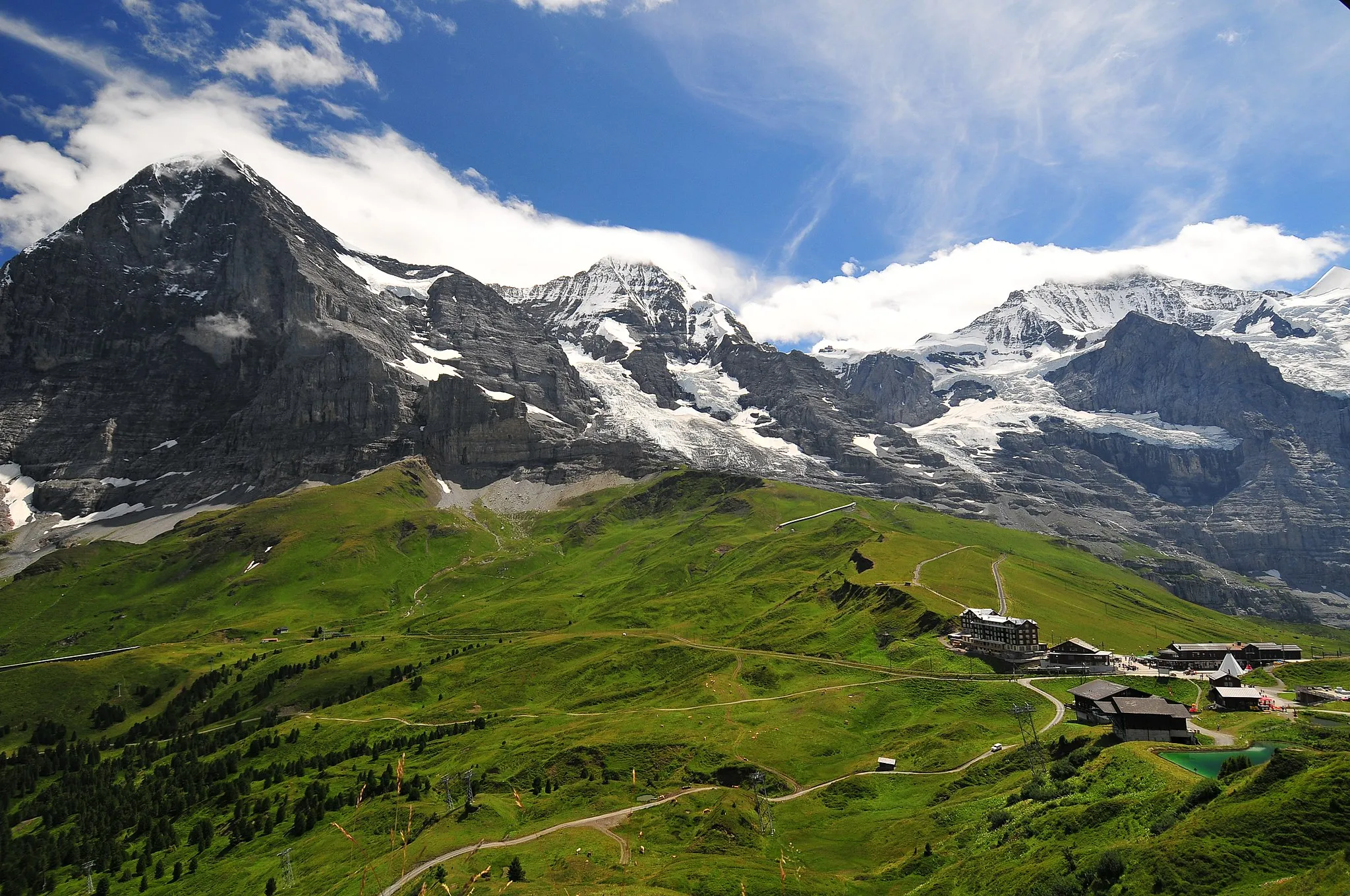 Photo showing: Eiger, Mönch and Jungfrau from Kleine Scheidegg