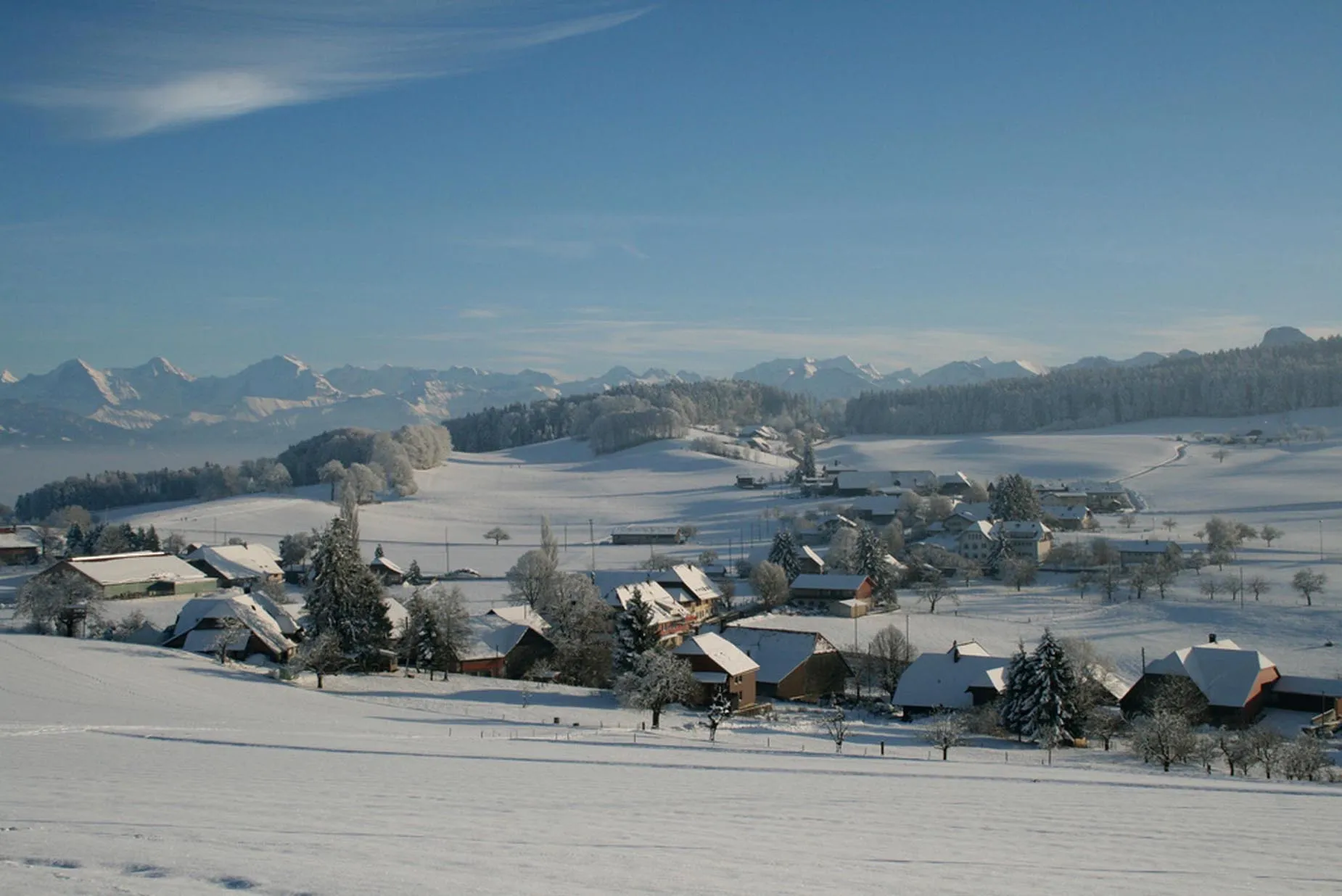 Photo showing: Niedermuhlern im Winter