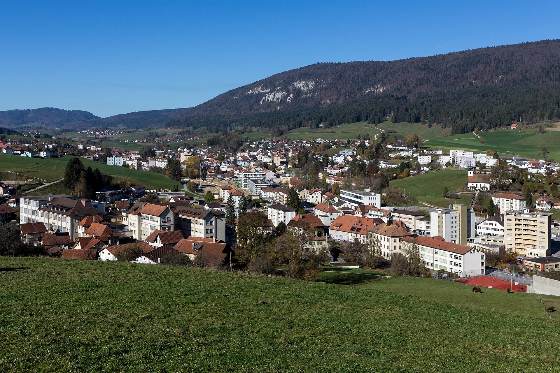 Photo showing: Blick auf Bévilard und Malleray (BE)