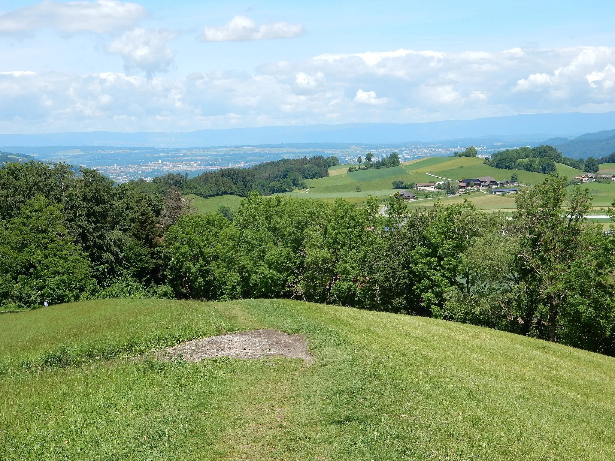 Photo showing: Belpberg: Blick vom Chutzen Richtung Norden, links hinten die Stadt Bern