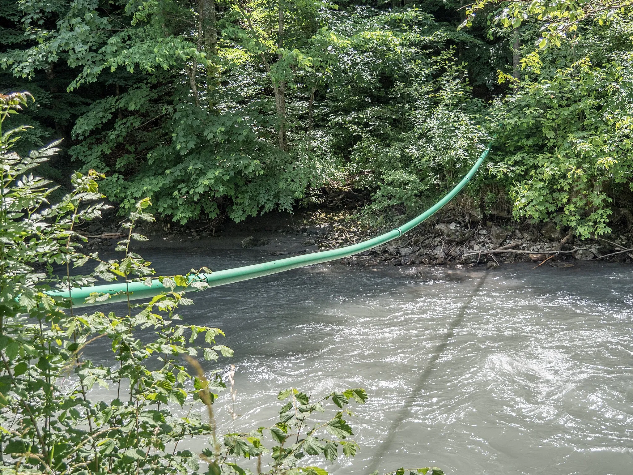 Photo showing: Pipeline Bridge over the Simme River, Oberwil im Simmental, Canton of Bern, Switzerland