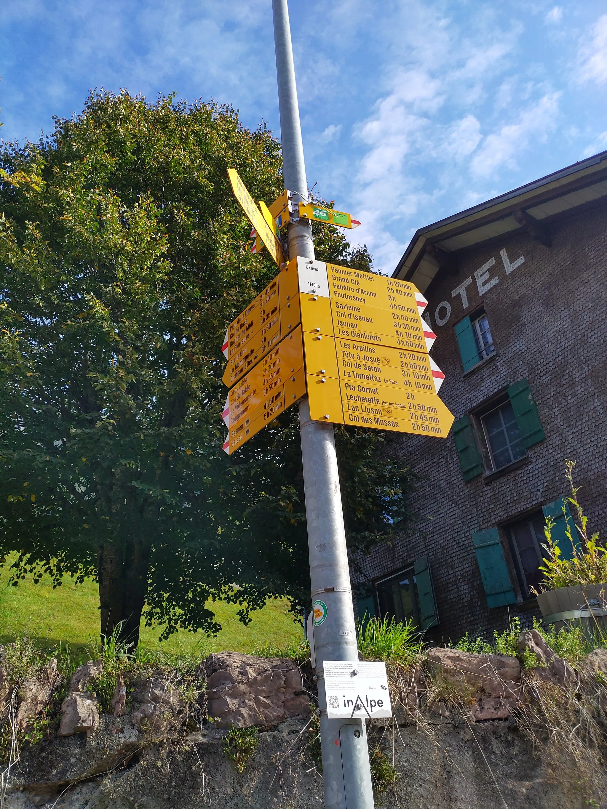 Photo showing: Fingerpost "L'Etivaz" (1140m)