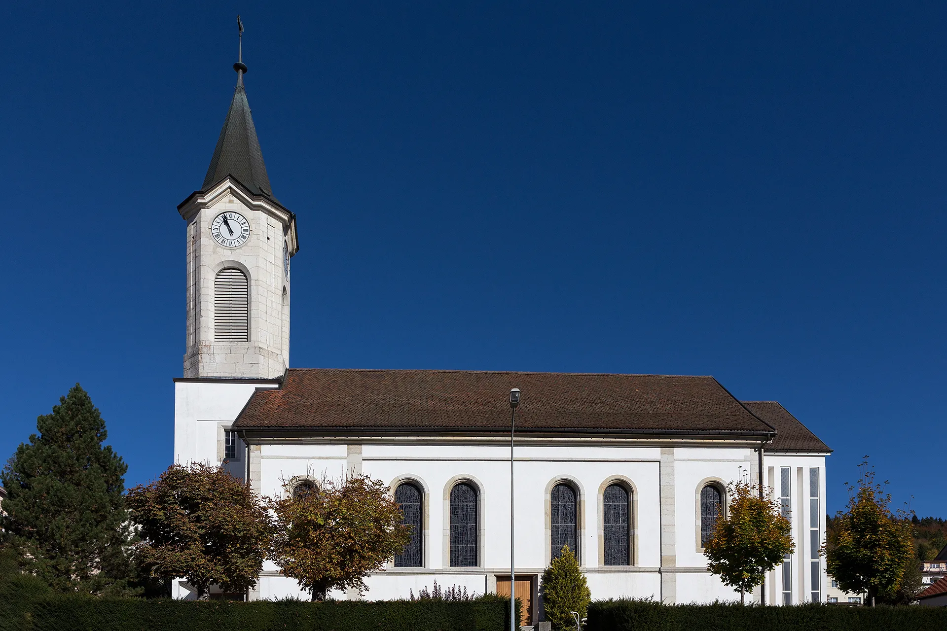 Photo showing: Reformierte Kirche in Tramelan (BE)
