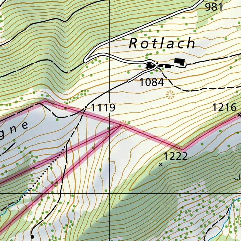 Photo showing: From National Map of Switzerland 1:25'000, sheet 1107 Balsthal. Nota bene: this is compressed JPEG version of the original TIFF file. The map can be also consulted on the geographical portal.